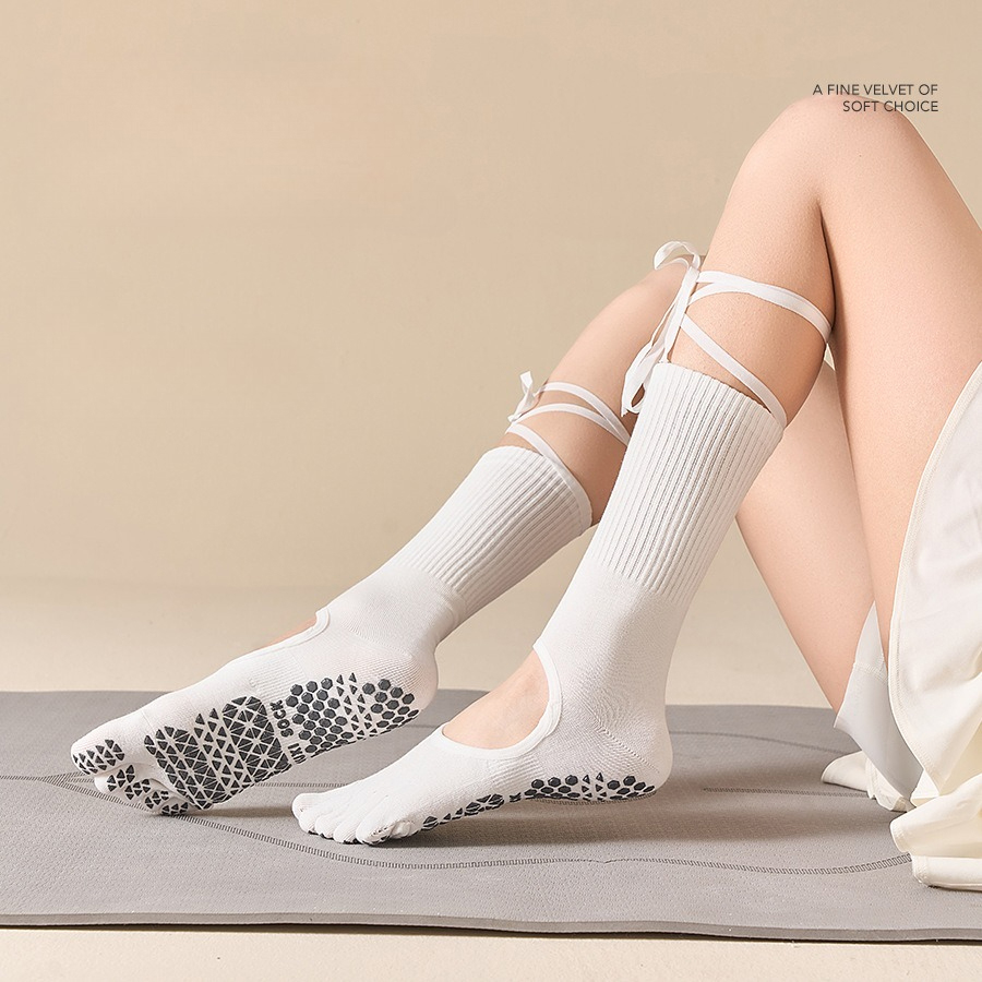 Meias de Yoga Femininas com Ca - Grip Sock Yoga avaliação e preço